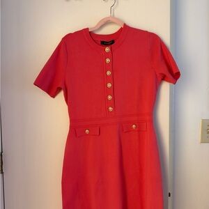 elegant cherry pink Button-Up Dress